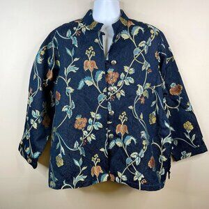 Coldwater Creek Womens Tapestry Brocade Floral Jacket Size 3X Button Blazer